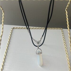 Elegant Silver and Black Crystal Necklace